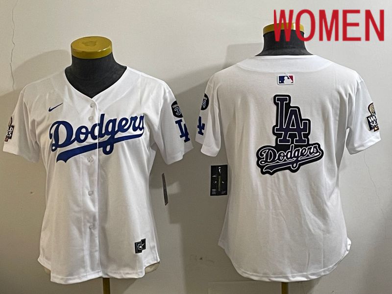 Women Los Angeles Dodgers Blank White Game 2024 Nike MLB Jersey style 112126->women mlb jersey->Women Jersey